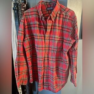 Lands' End Red and Black Plaid Men's Shirt
